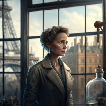 Marie Curie in a lab